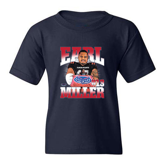 FAU - NCAA Football : Earl Miller - Caricature Youth T-Shirt-0