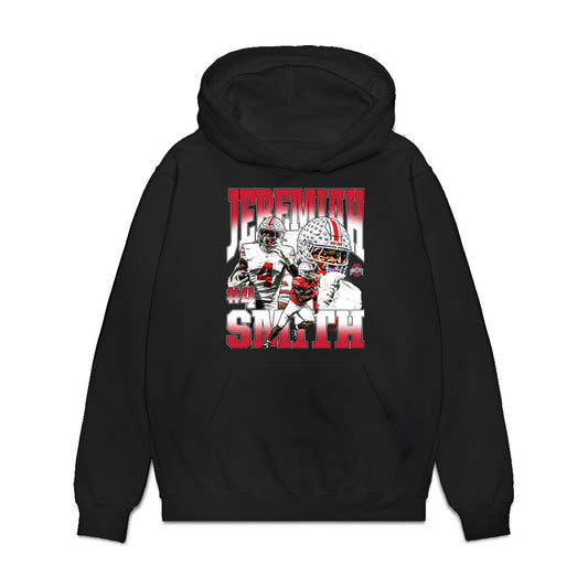 Ohio State - NCAA Football : Jeremiah Smith - Caricature Premium Hooded Sweatshirt-0