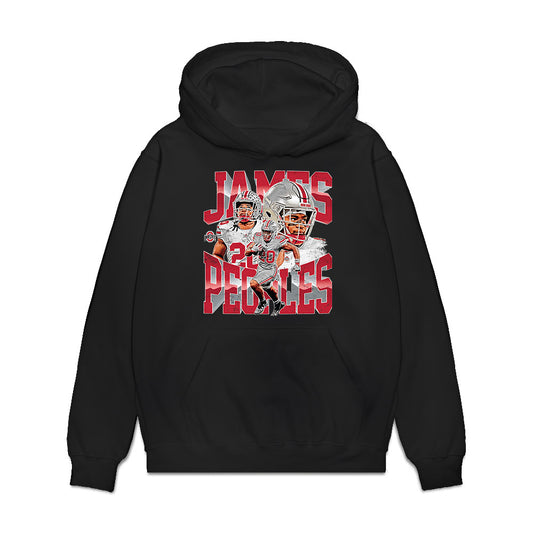 Ohio State - NCAA Football : James Peoples - Caricature Premium Hooded Sweatshirt-0