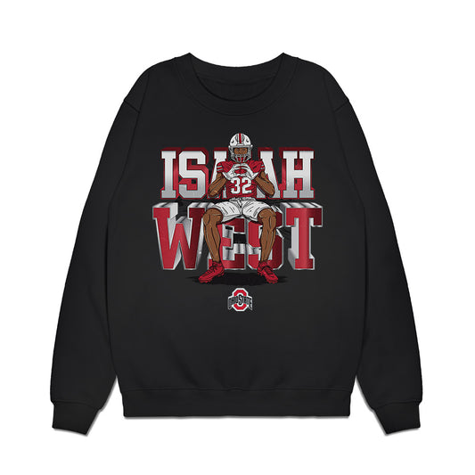 Ohio State - NCAA Football : Isaiah West - Caricature Premium Crewneck Sweatshirt-0