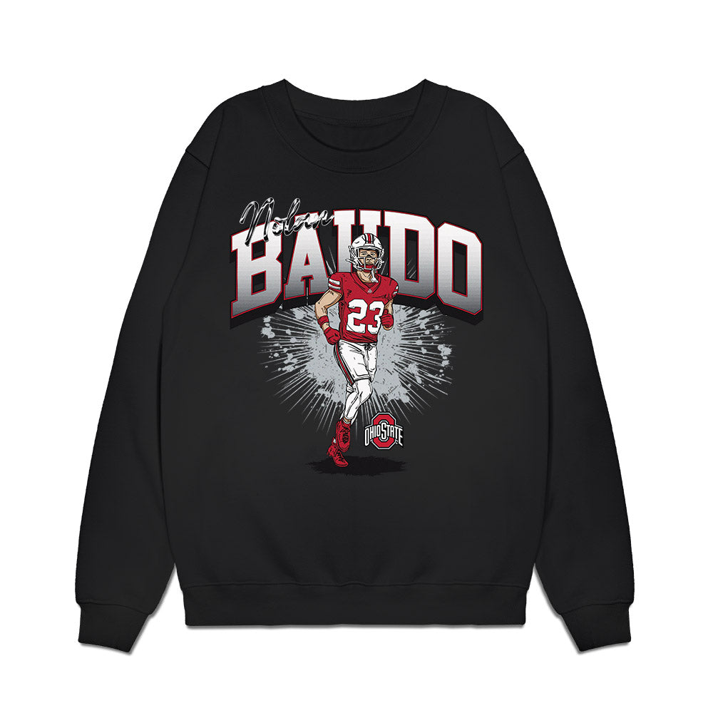 Ohio State - NCAA Football : Nolan Baudo - Caricature Premium Crewneck Sweatshirt-0