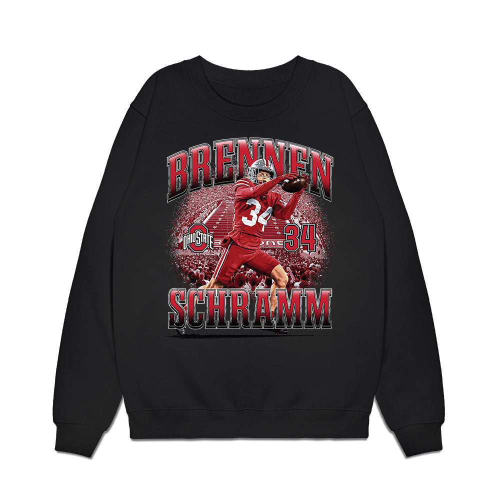 Ohio State - NCAA Football : Brennen Schramm - Caricature Premium Crewneck Sweatshirt-0