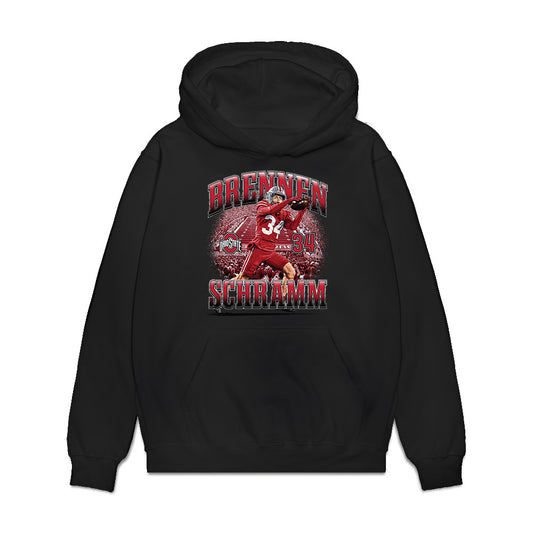Ohio State - NCAA Football : Brennen Schramm - Caricature Premium Hooded Sweatshirt-0