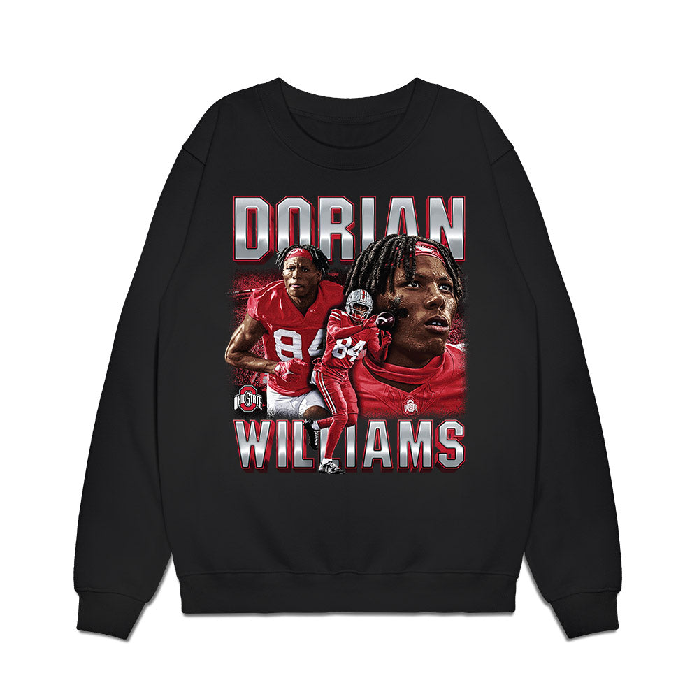 Ohio State - NCAA Football : Dorian Williams - Caricature Premium Crewneck Sweatshirt-0