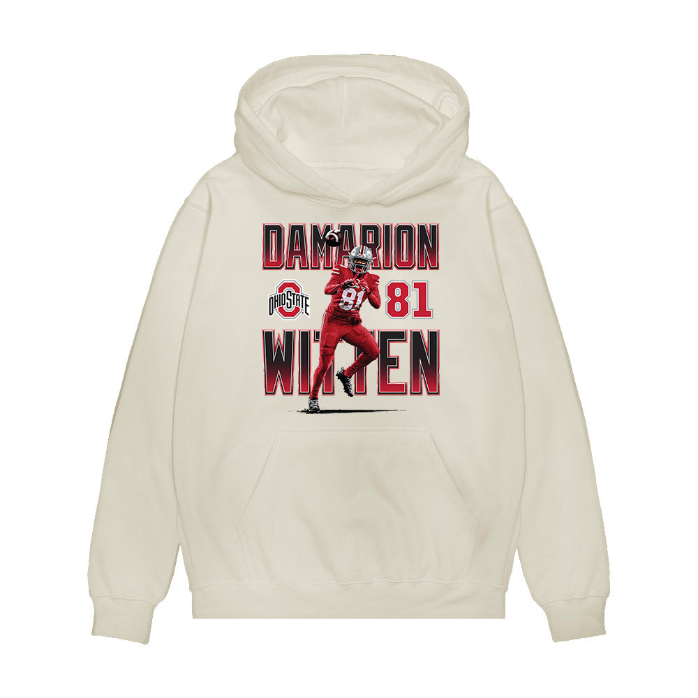 Ohio State - NCAA Football : Damarion Witten - Caricature Premium Hooded Sweatshirt-0