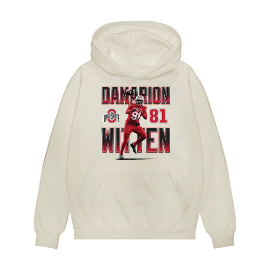 Ohio State - NCAA Football : Damarion Witten - Caricature Premium Hooded Sweatshirt-0