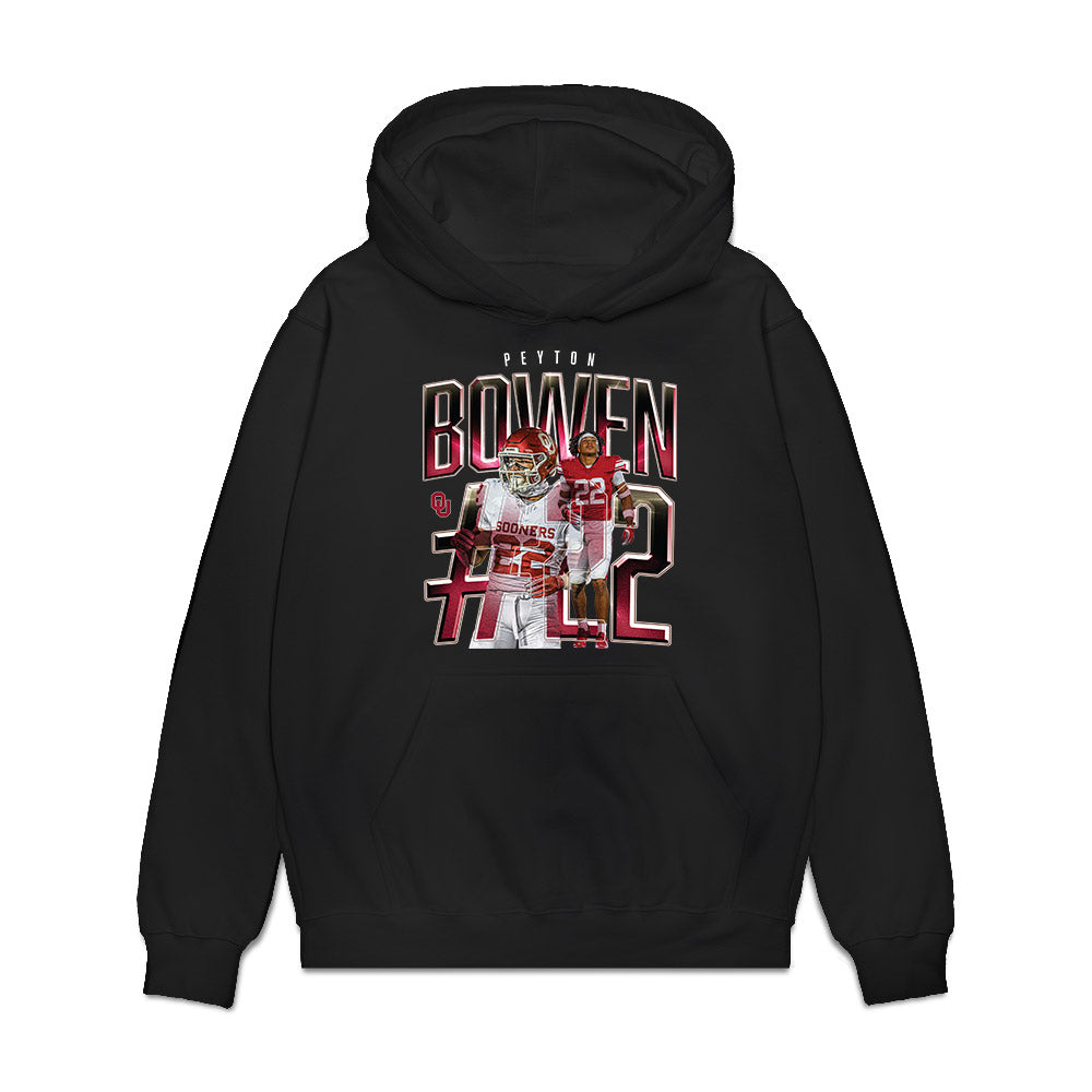 Oklahoma - NCAA Football : Peyton Bowen - Caricature Premium Hooded Sweatshirt-0