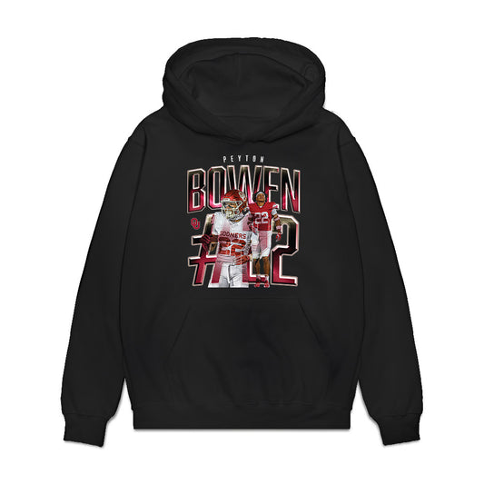 Oklahoma - NCAA Football : Peyton Bowen - Caricature Premium Hooded Sweatshirt-0