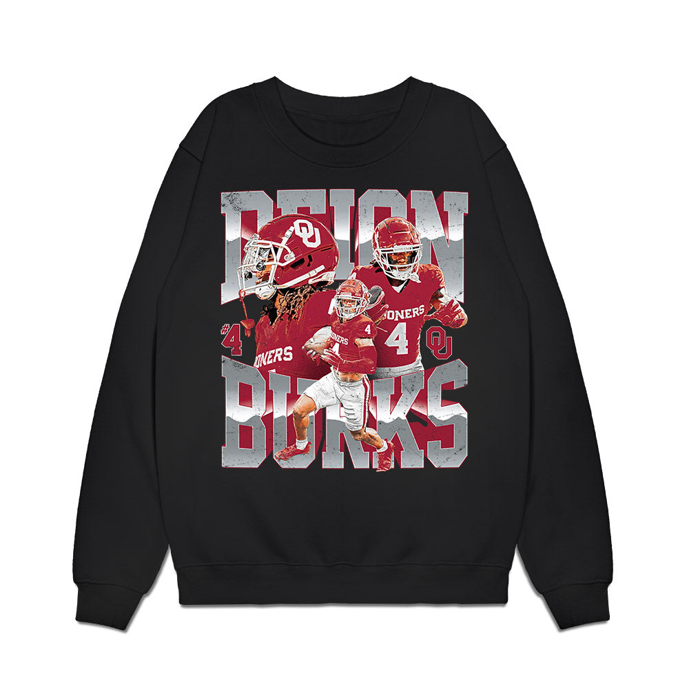 Oklahoma - NCAA Football : Deion Burks - Caricature Premium Crewneck Sweatshirt-0