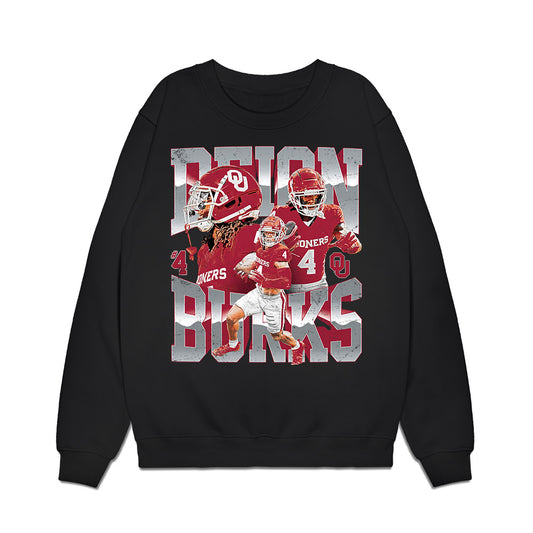 Oklahoma - NCAA Football : Deion Burks - Caricature Premium Crewneck Sweatshirt-0