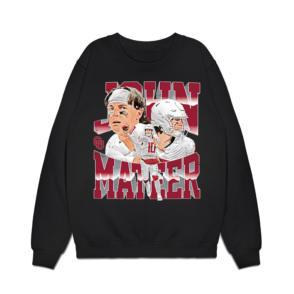 Oklahoma - NCAA Football : John Mateer - Caricature Premium Crewneck Sweatshirt-0