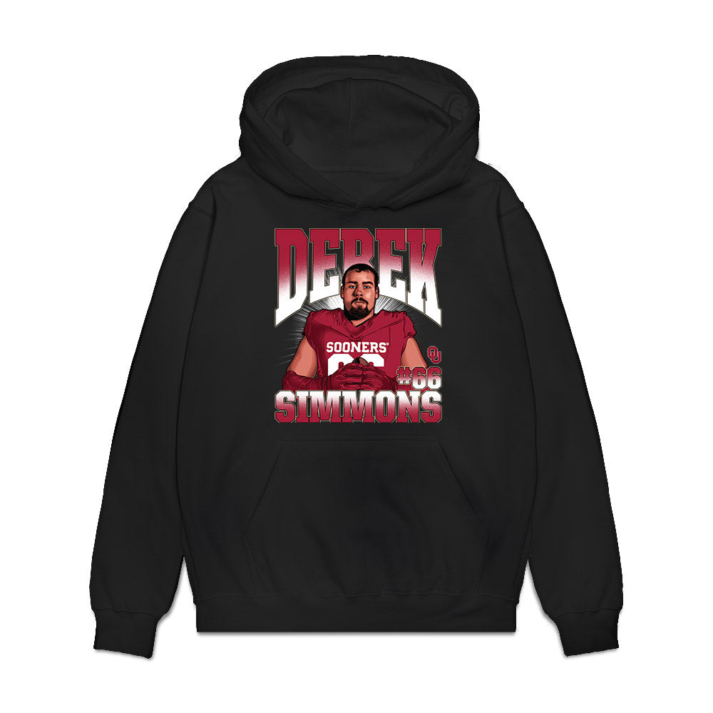 Oklahoma - NCAA Football : Derek Simmons - Caricature Premium Hooded Sweatshirt-0