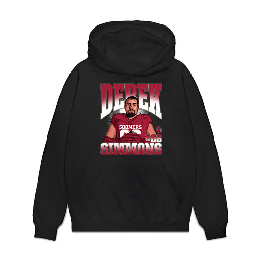 Oklahoma - NCAA Football : Derek Simmons - Caricature Premium Hooded Sweatshirt-0