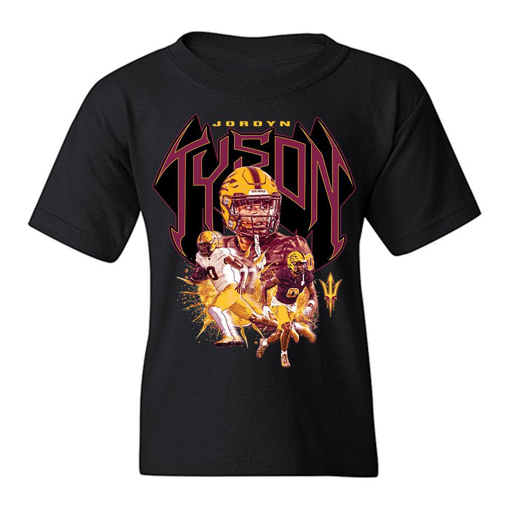 Arizona State - NCAA Football : Jordyn Tyson - Caricature Youth T-Shirt-0