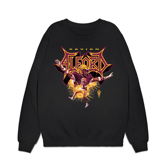 Arizona State - NCAA Football : Xavion Alford - Caricature Premium Crewneck Sweatshirt-0