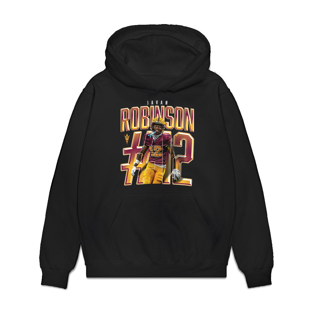 Arizona State - NCAA Football : Javan Robinson - Caricature Premium Hooded Sweatshirt-0