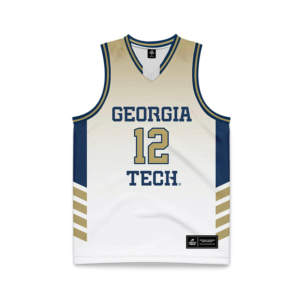 Georgia Tech - NCAA Men's Basketball : Kam Craft - White Basketball Jersey-0