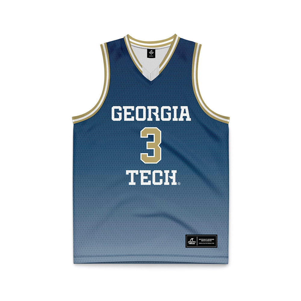 Georgia Tech - NCAA Men's Basketball : Jaeden Mustaf - Navy Basketball Jersey-0