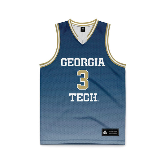 Georgia Tech - NCAA Men's Basketball : Jaeden Mustaf - Navy Basketball Jersey-0