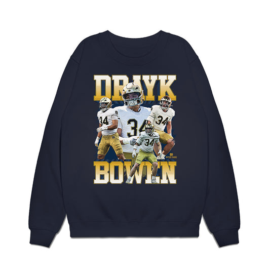 Notre Dame - NCAA Football : Drayk Bowen - Collage Premium Crewneck Sweatshirt-0