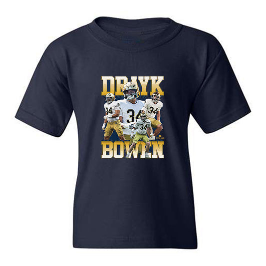Notre Dame - NCAA Football : Drayk Bowen - Collage Youth T-Shirt-0