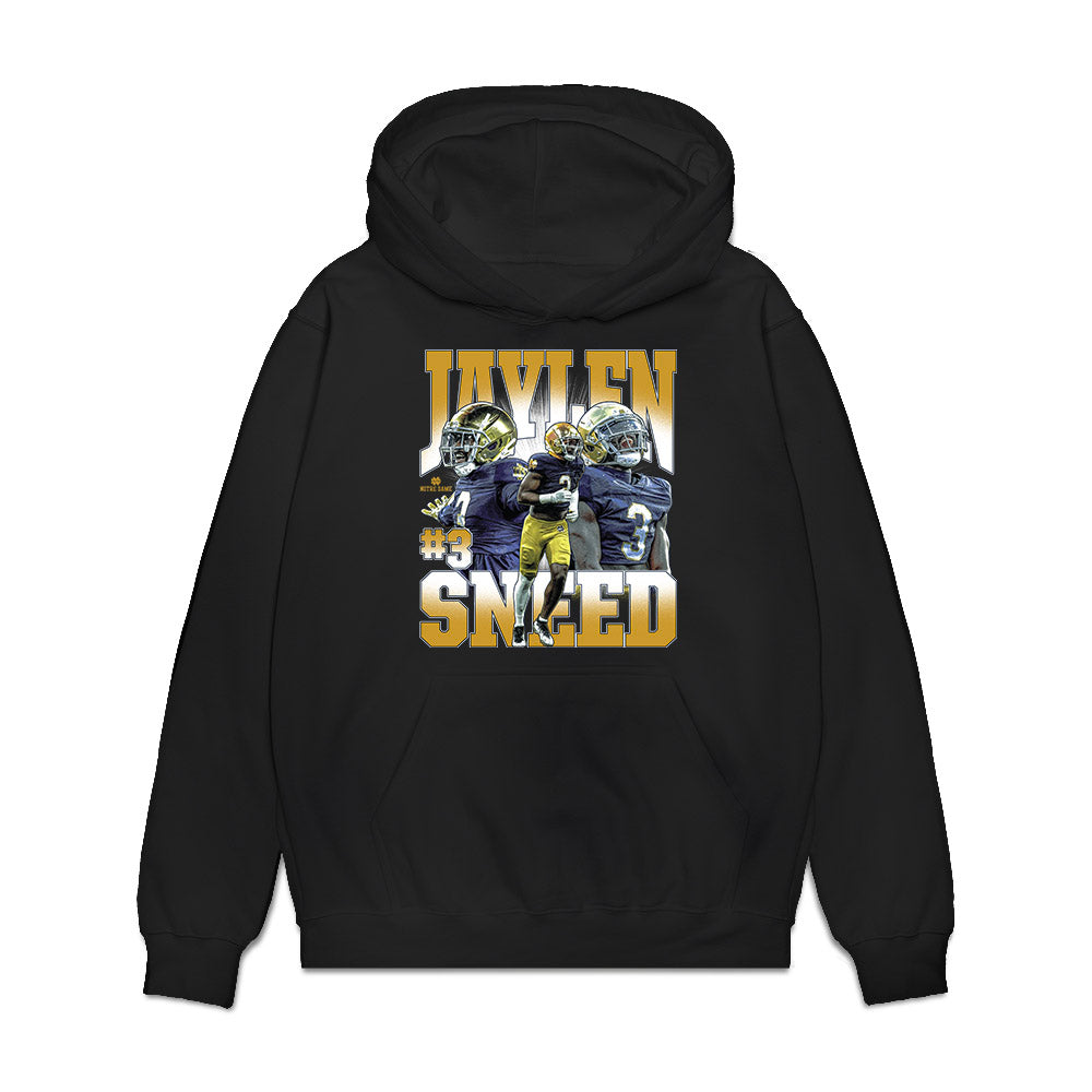 Notre Dame - NCAA Football : Jaylen Sneed - Collage Premium Hooded Sweatshirt-0