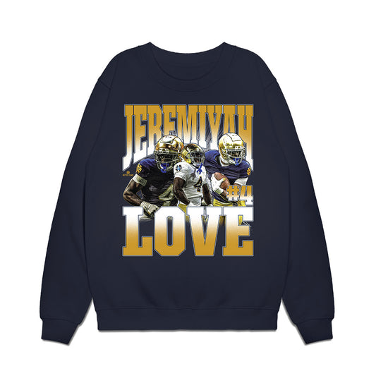 Notre Dame - NCAA Football : Jeremiyah Love - Collage Premium Crewneck Sweatshirt-0