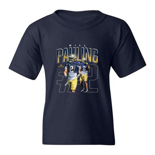Notre Dame - NCAA Football : William Pauling - Collage Youth T-Shirt-0