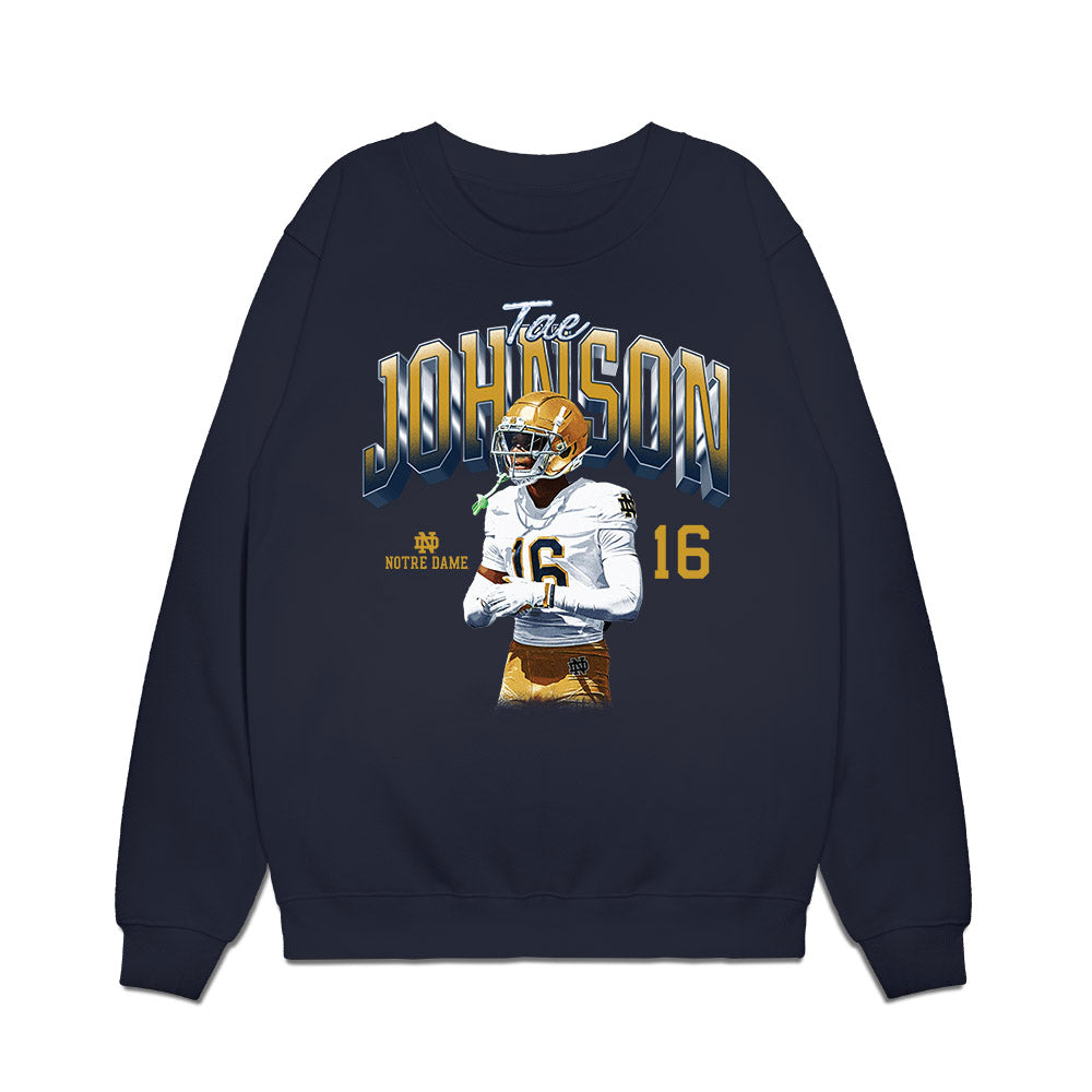 Notre Dame - NCAA Football : Brauntae Johnson - Caricature Premium Crewneck Sweatshirt-0