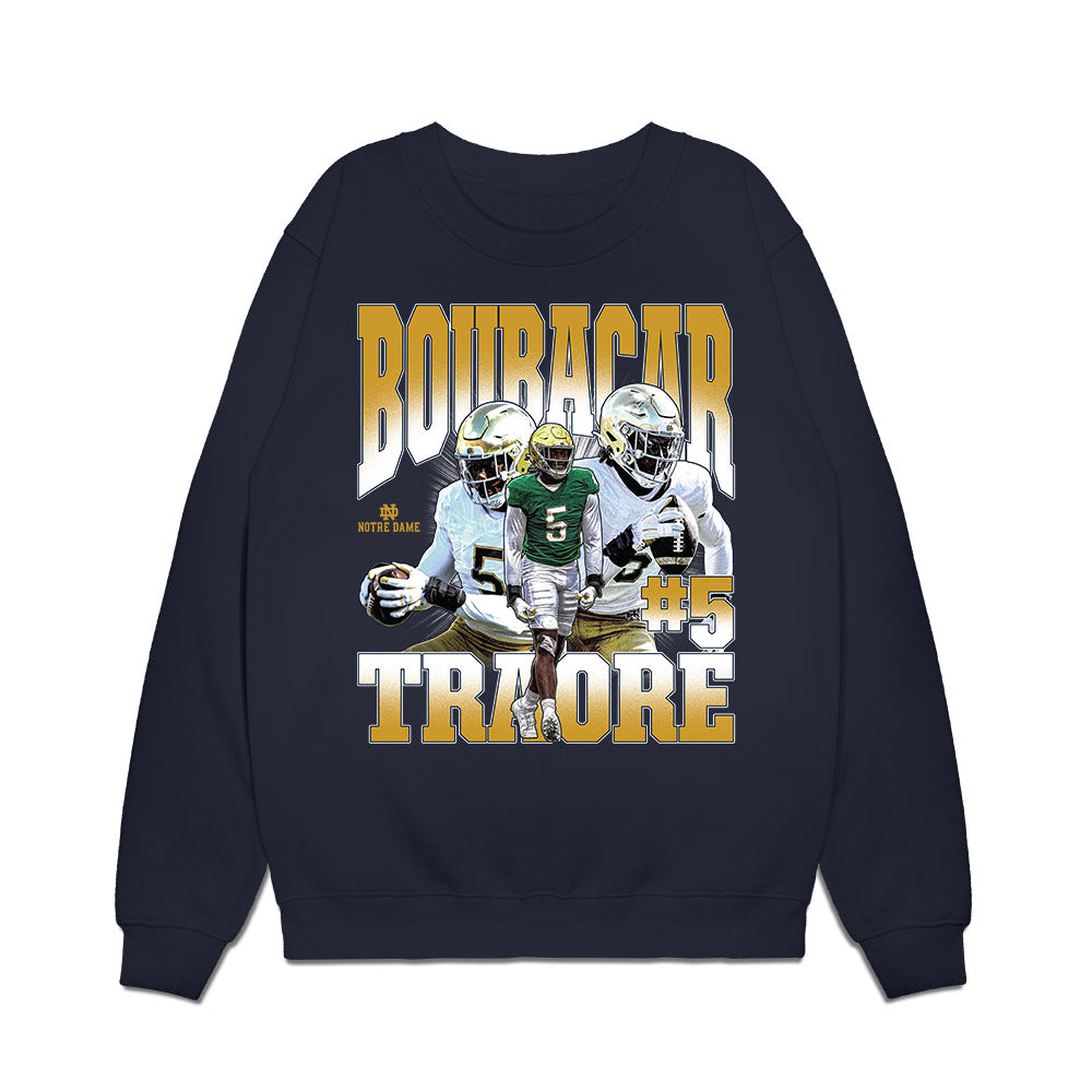 Notre Dame - NCAA Football : Boubacar Traore - Collage Premium Crewneck Sweatshirt-0