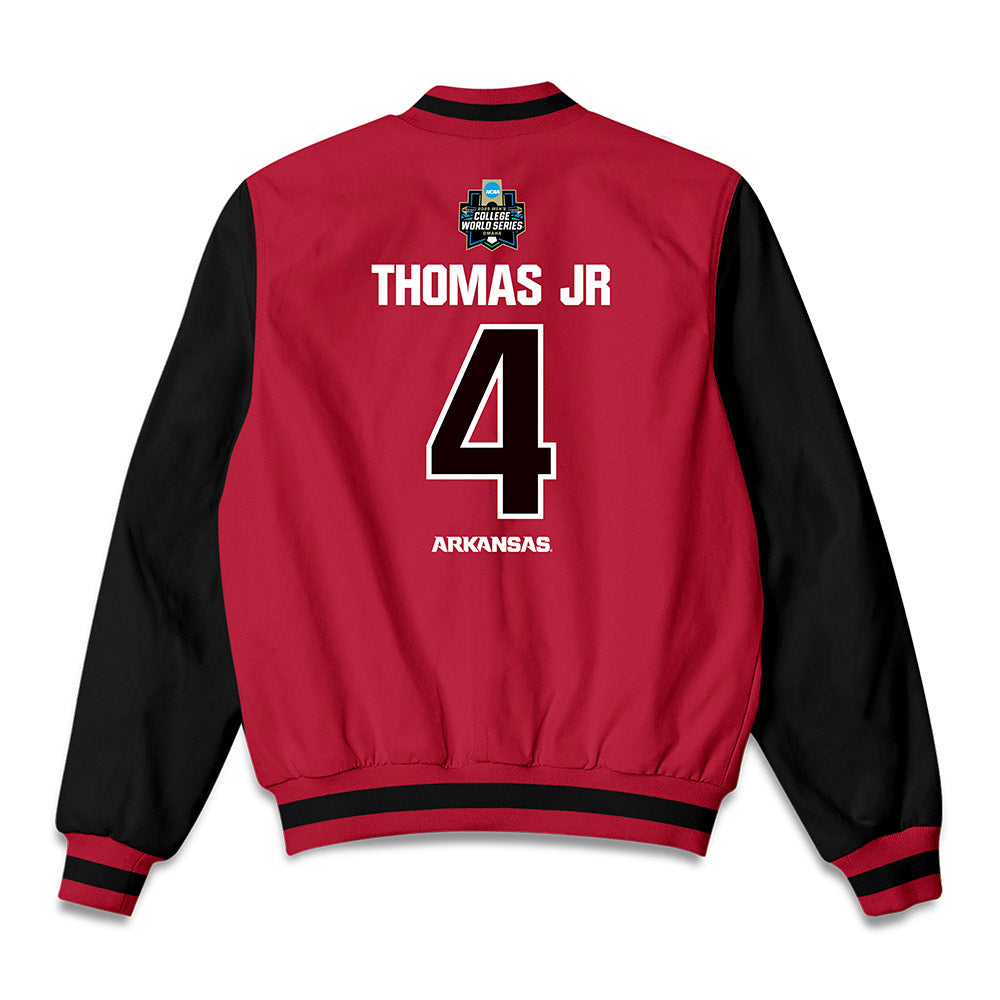 Arkansas - NCAA Baseball : Justin Thomas jr - Bomber Jacket-1