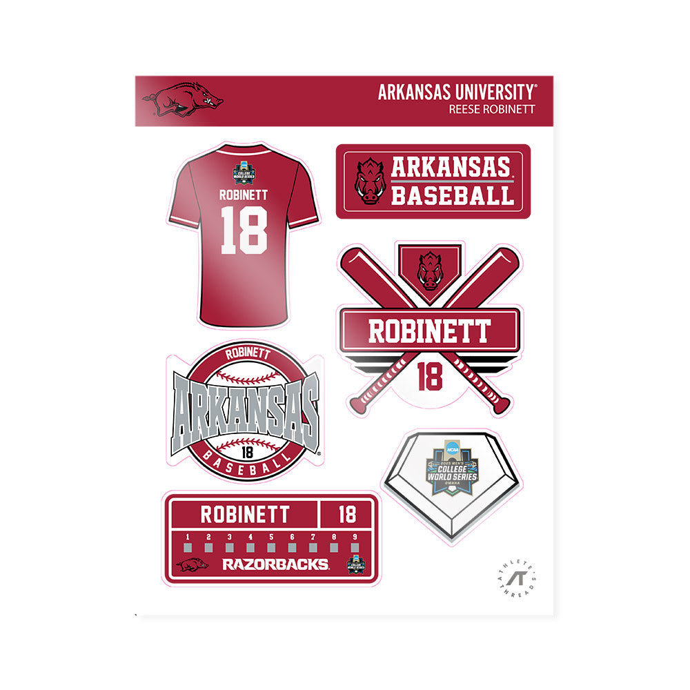 Arkansas - NCAA Baseball : Reese Robinett - NCAA® World Series Sticker Sheet-0