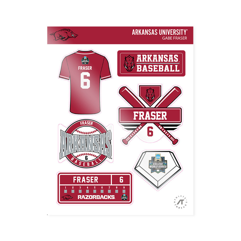 Arkansas - NCAA Baseball : Gabe Fraser - NCAA® World Series Sticker Sheet-0