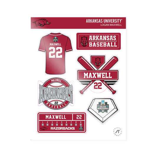 Arkansas - NCAA Baseball : Logan Maxwell - NCAA® World Series Sticker Sheet-0
