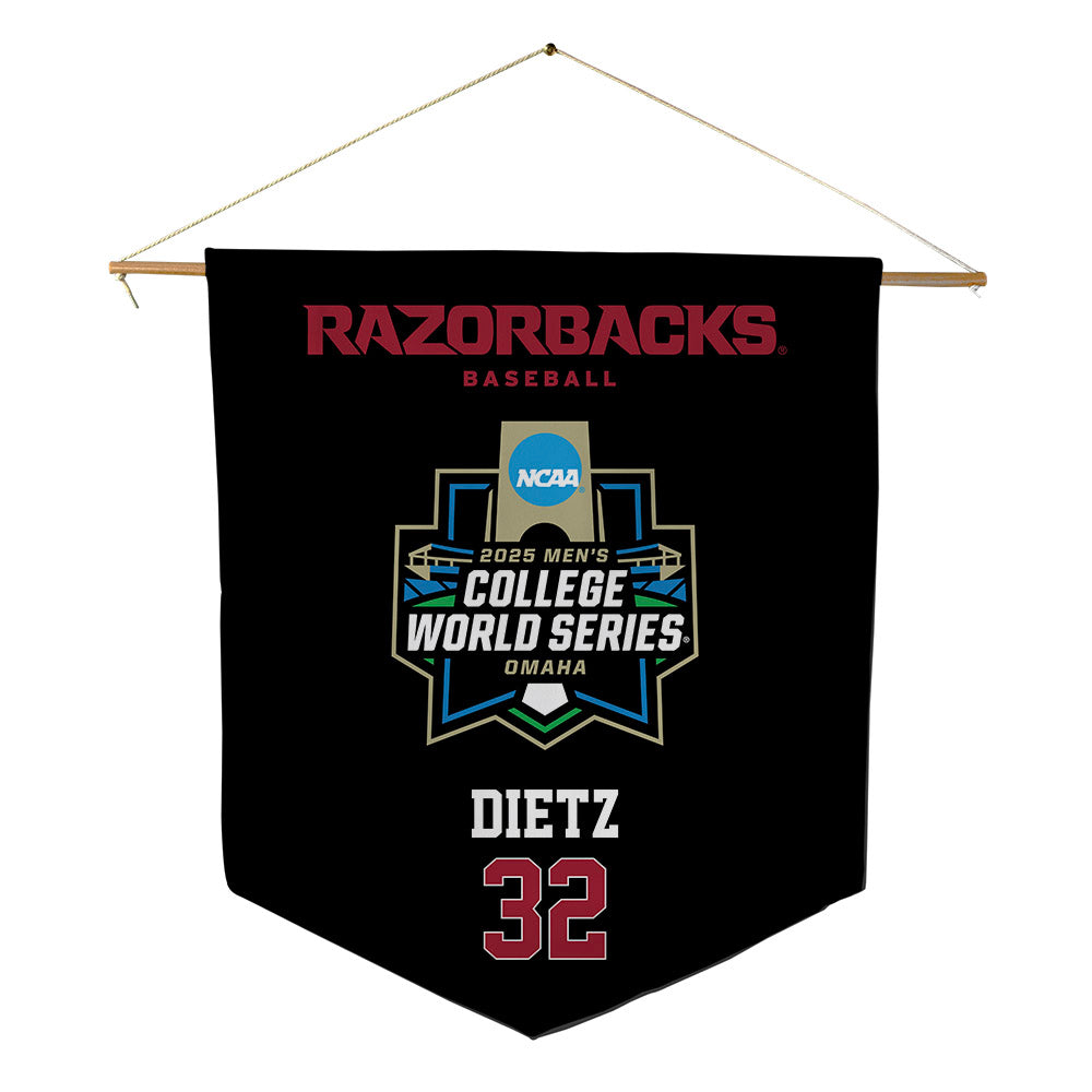 Arkansas - NCAA Baseball : Hunter Dietz - NCAA® World Series Pennant - 18" x 21"-0