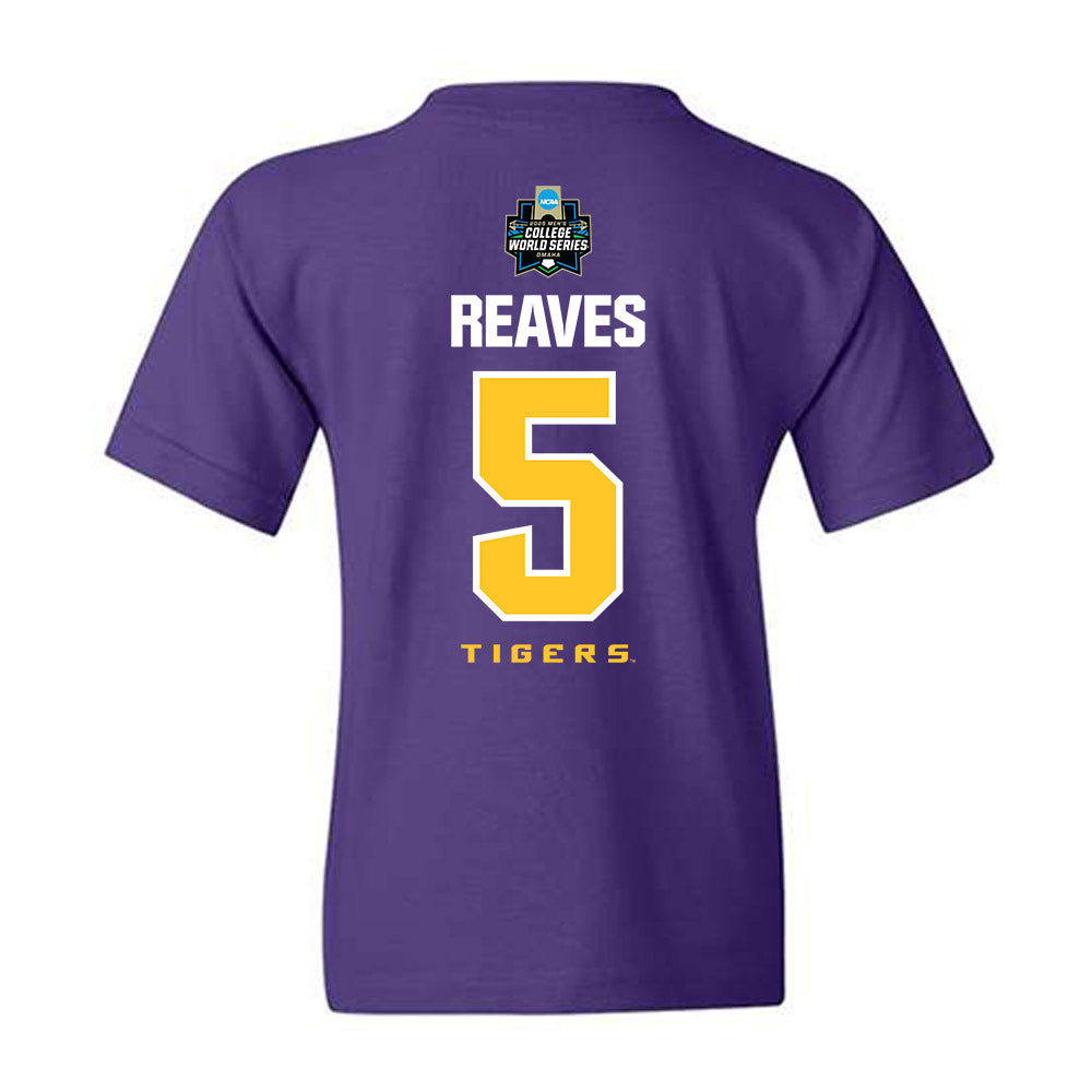 LSU - NCAA Baseball : Tanner Reaves - NCAA® World Series Classic Shersey Youth T-Shirt-1