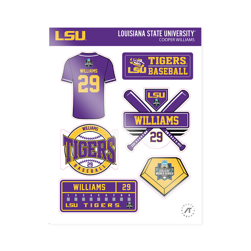 LSU - NCAA Baseball : Cooper Williams - NCAA® World Series Sticker Sheet-0