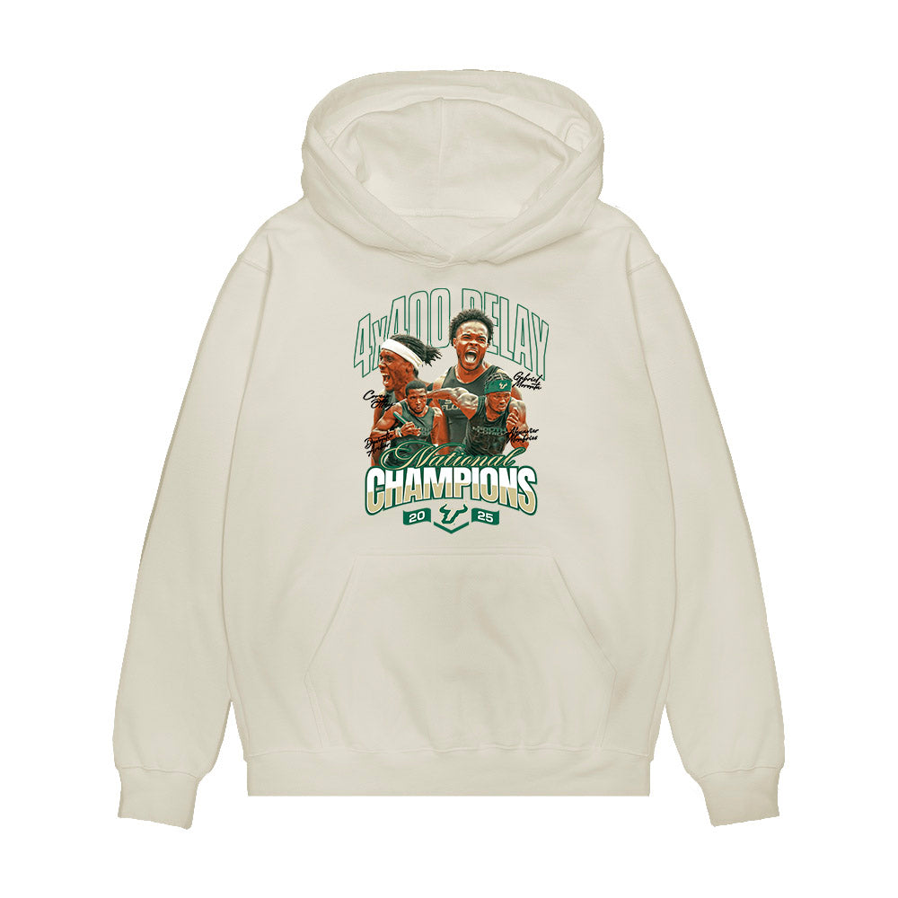 USF - NCAA Men's Track & Field : - NCAA® National Champions Team Caricature Premium Hooded Sweatshirt-0