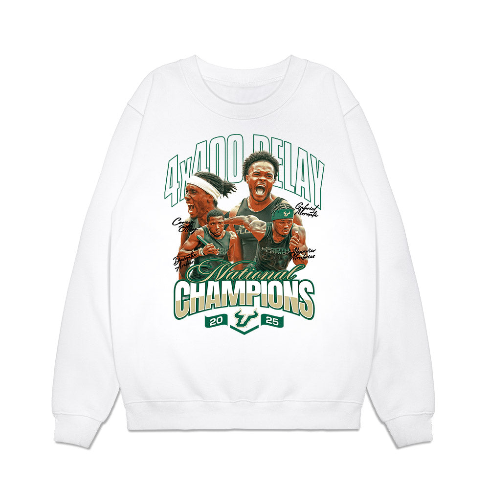 USF - NCAA Men's Track & Field : - NCAA® National Champions Team Caricature Premium Crewneck Sweatshirt-0