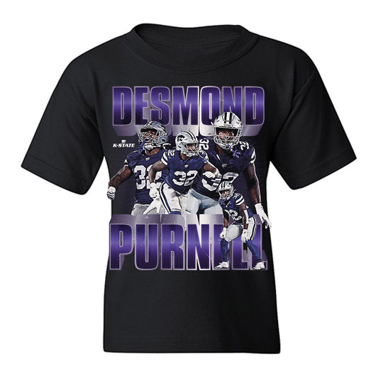 Kansas State - NCAA Football : Desmond Purnell - Caricature Youth T-Shirt-0