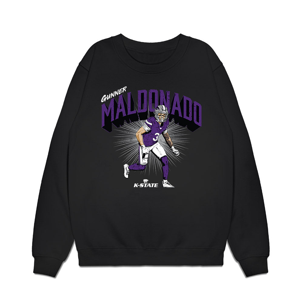 Kansas State - NCAA Football : Gunner Maldonado - Caricature Premium Crewneck Sweatshirt-0