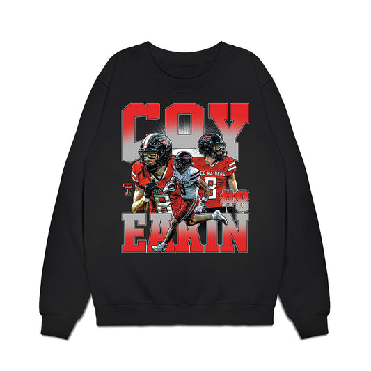 Texas Tech - NCAA Football : Coy Eakin - Caricature Premium Crewneck Sweatshirt-0