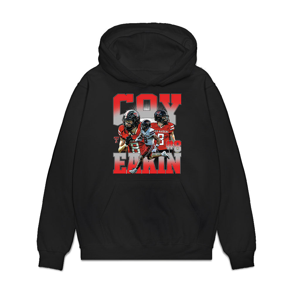 Texas Tech - NCAA Football : Coy Eakin - Caricature Premium Hooded Sweatshirt-0