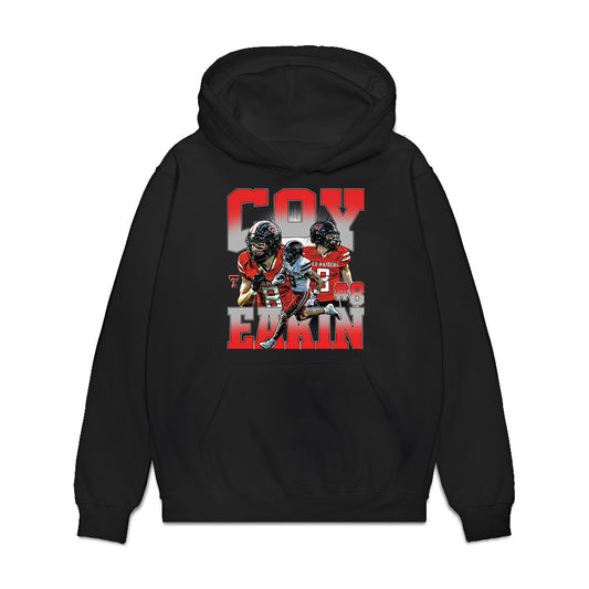 Texas Tech - NCAA Football : Coy Eakin - Caricature Premium Hooded Sweatshirt-0