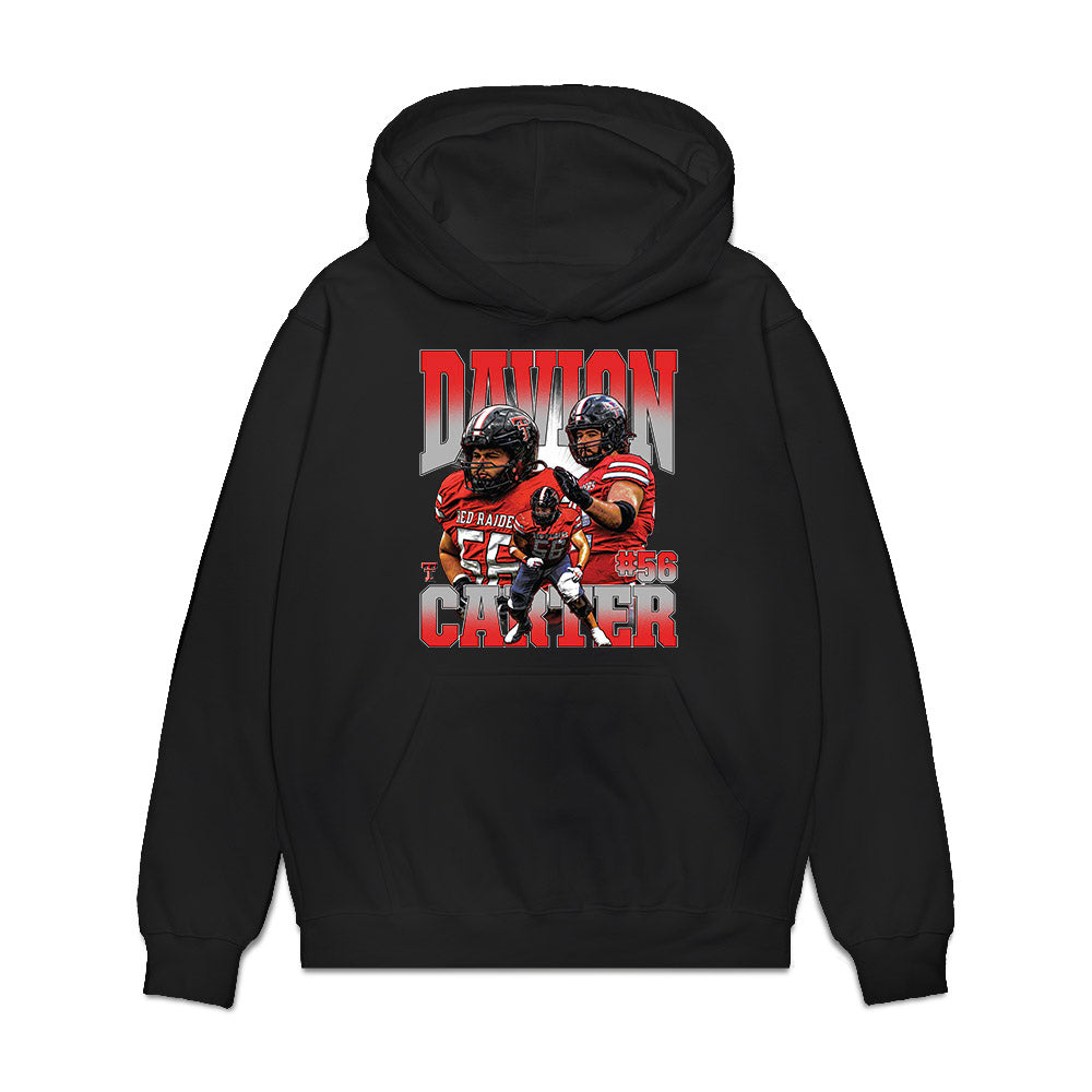 Texas Tech - NCAA Football : Davion Carter - Caricature Premium Hooded Sweatshirt-0