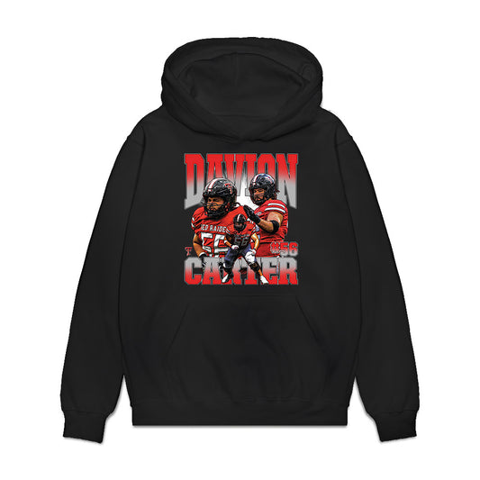Texas Tech - NCAA Football : Davion Carter - Caricature Premium Hooded Sweatshirt-0