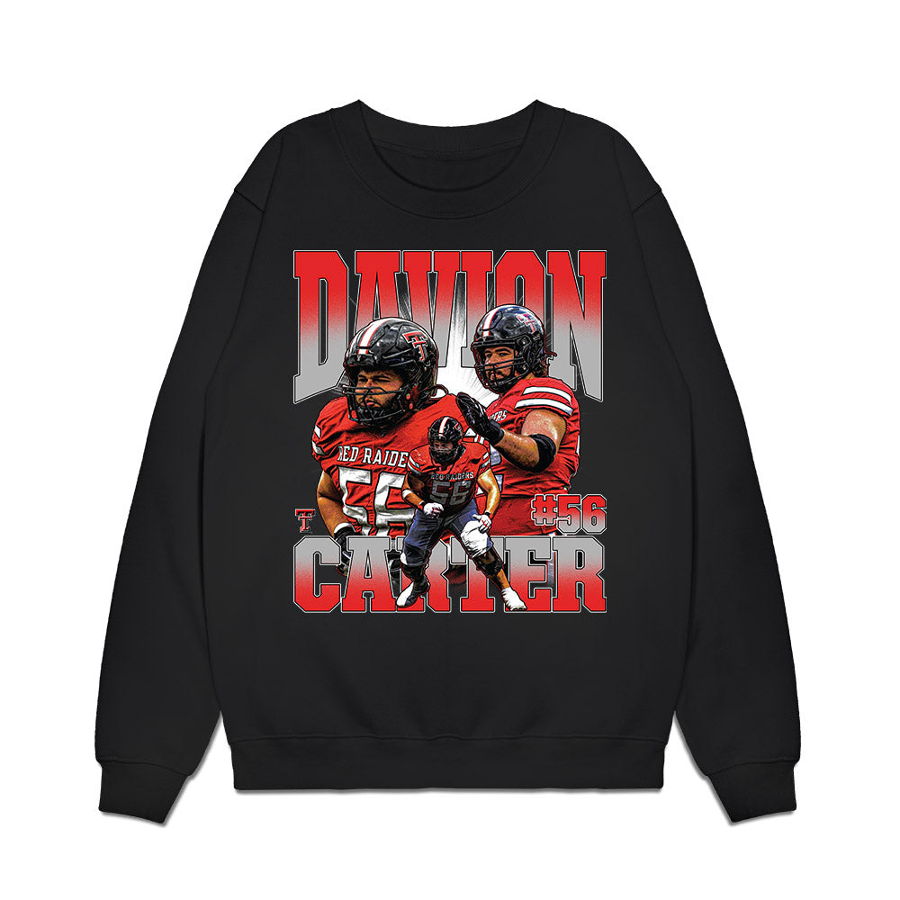 Texas Tech - NCAA Football : Davion Carter - Caricature Premium Crewneck Sweatshirt-0