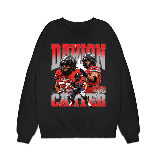 Texas Tech - NCAA Football : Davion Carter - Caricature Premium Crewneck Sweatshirt-0