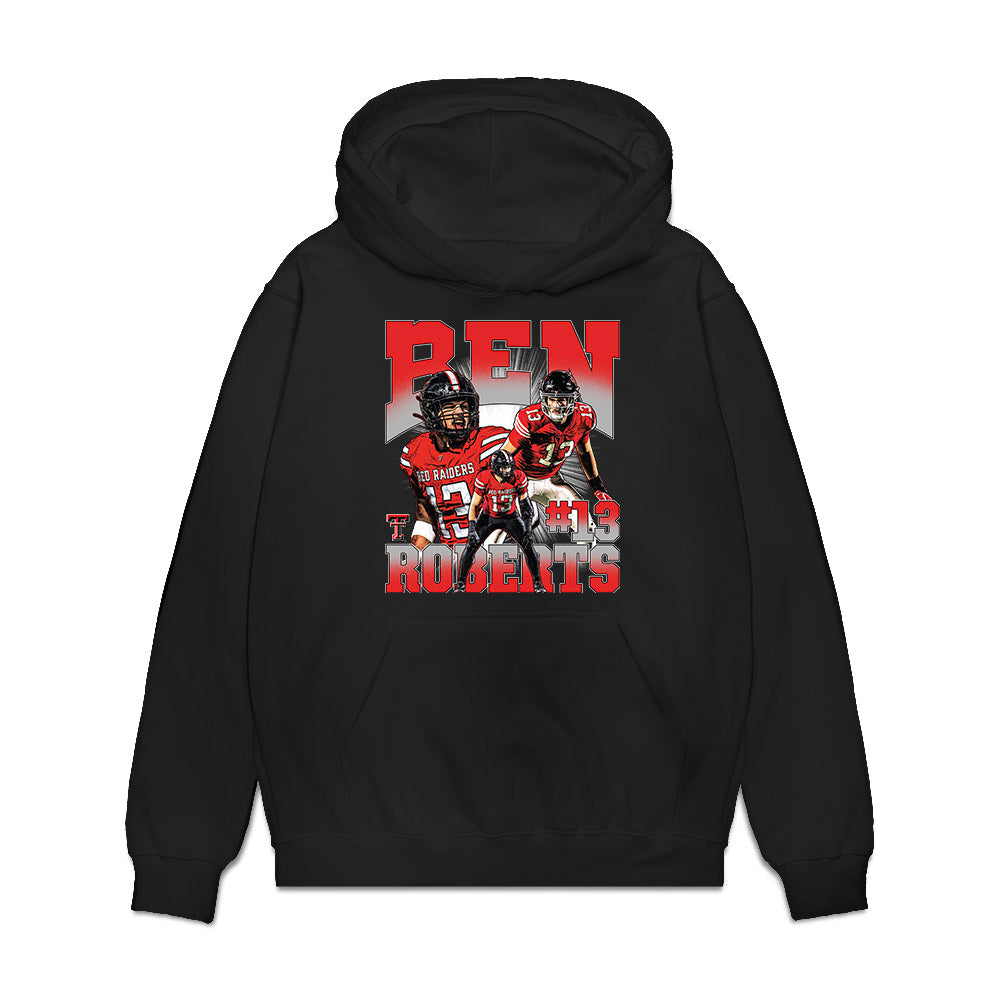 Texas Tech - NCAA Football : Ben Roberts - Caricature Premium Hooded Sweatshirt-0