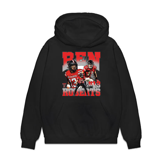 Texas Tech - NCAA Football : Ben Roberts - Caricature Premium Hooded Sweatshirt-0